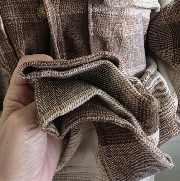 Banana Republic Brown and Cream Plaid Utility Jacket Size XXL - Picture 6 of 8